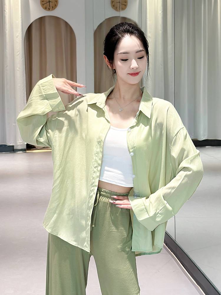 Modern dance loose and elegant shirt female dance service classical dance long -sleeved cardigan -shaped dress top