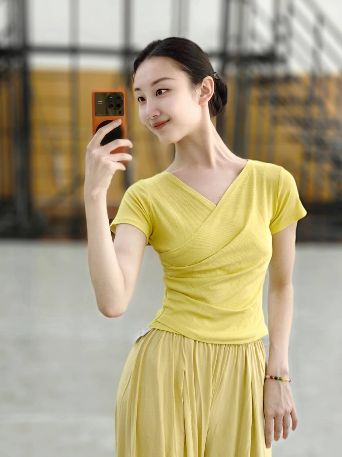 V -neck short -sleeved exercise service modern dance collection training service classical dance body rhyme test -level repair thread cotton yoga uniform