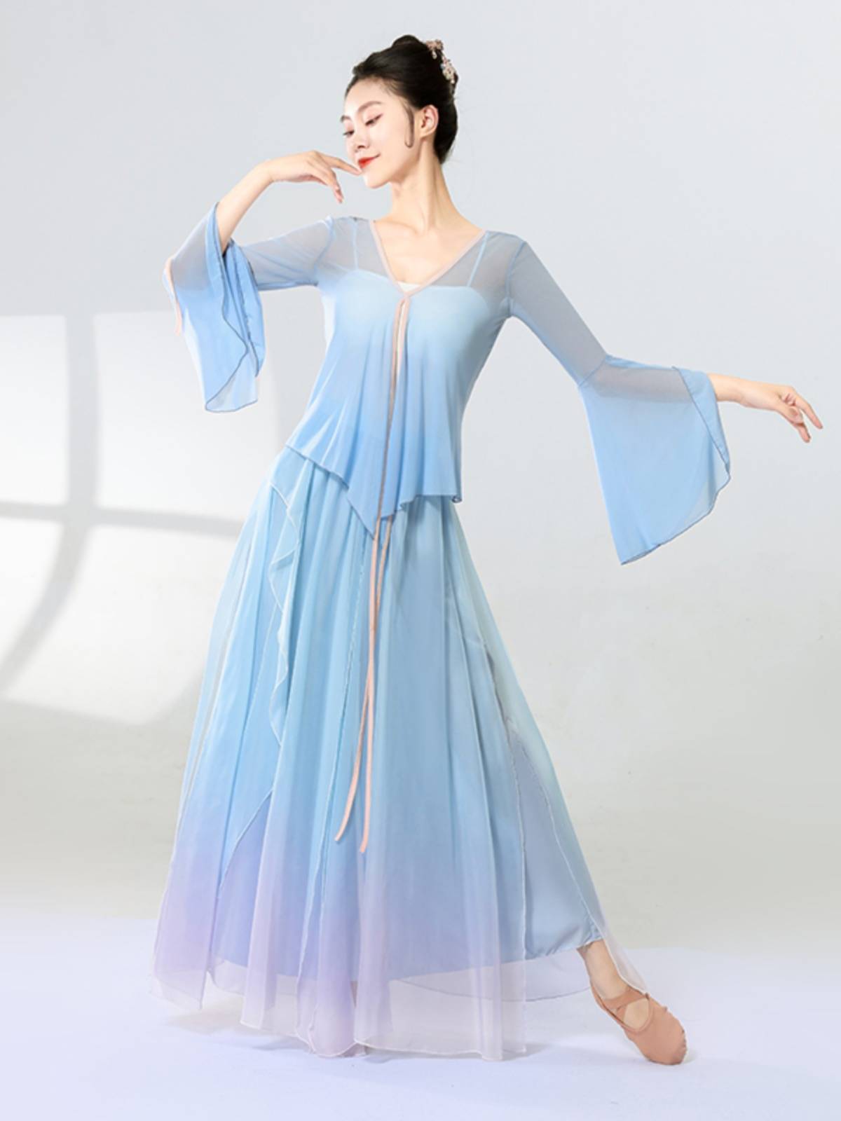 Classical dance body rhyme gauze female elastic horn sleeve elegant Chinese dance watch acting student art test practice dance service