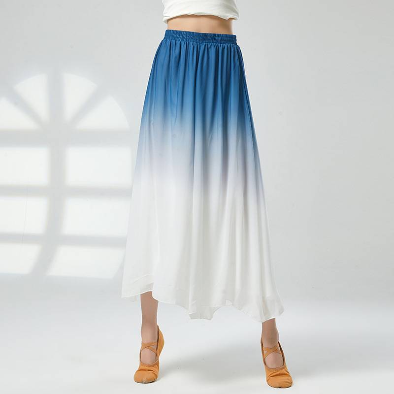 Classical dance exercise chiffon pants elegant elegant wide leg pants female Chinese style national style gradient dance performance pants