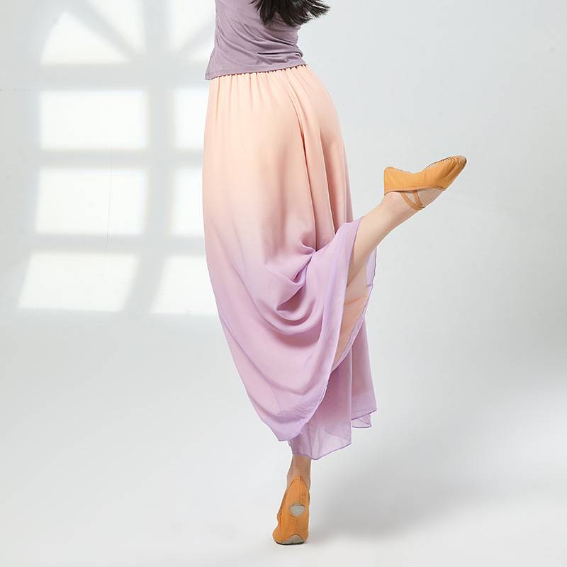 Classical dance exercise chiffon pants elegant elegant wide leg pants female Chinese style national style gradient dance performance pants