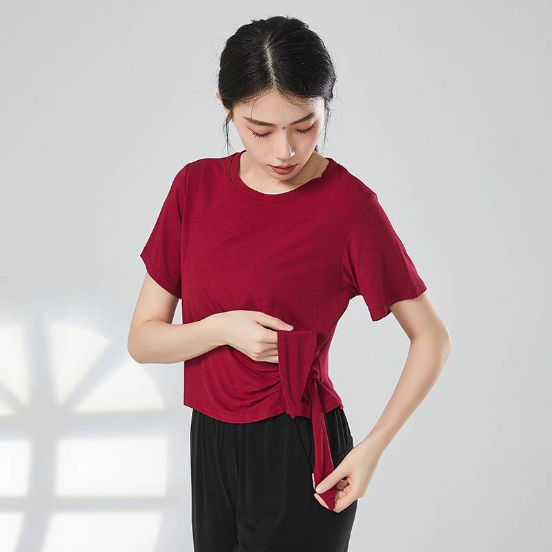 Side lace dance practice clothes, top female adult modern national classical dance -shaped teacher clothes dancing clothing