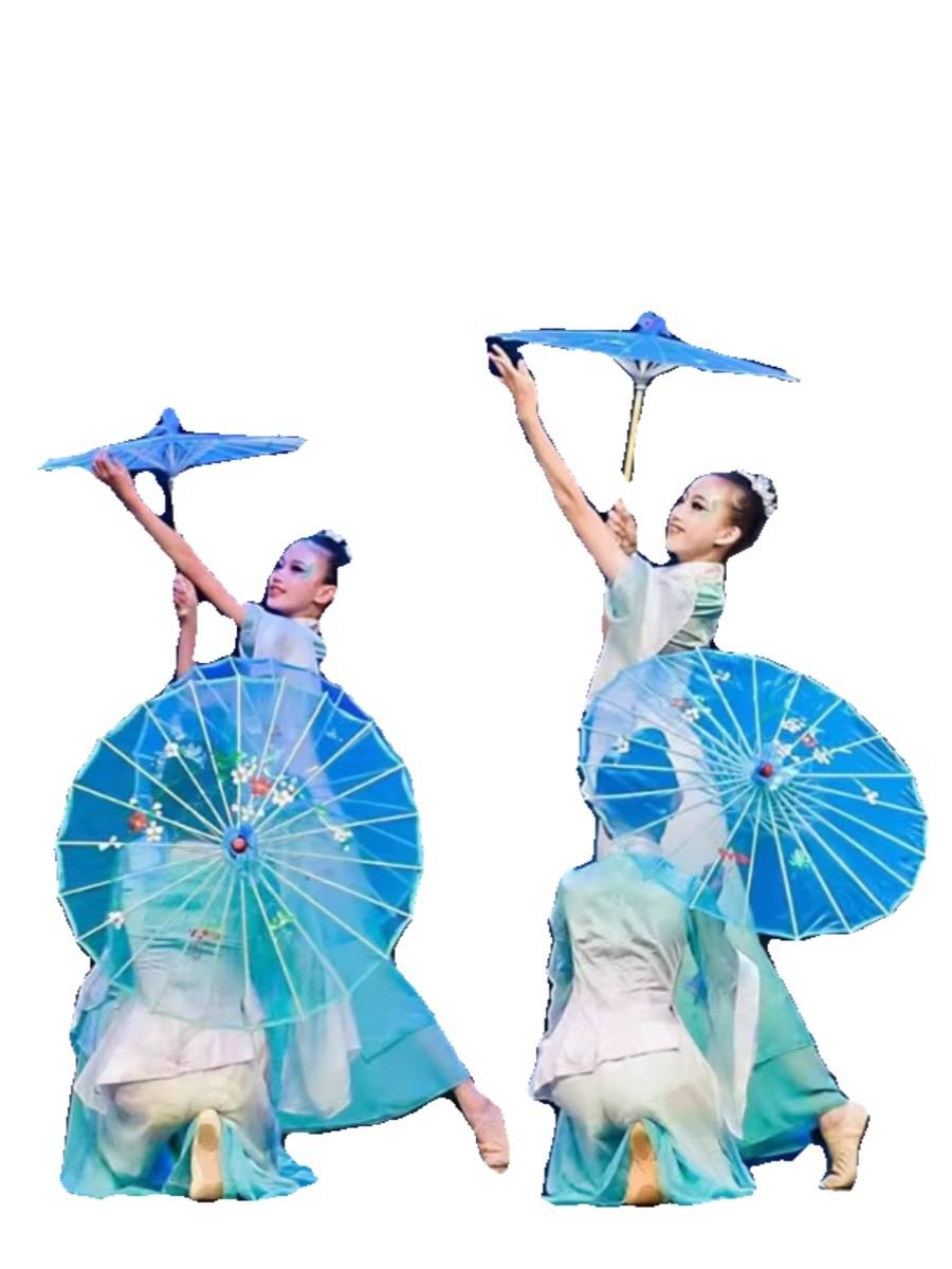 The Chinese fan umbrella dance group dance suit for the girls of Shiziko Lake's first make-up classical dance show