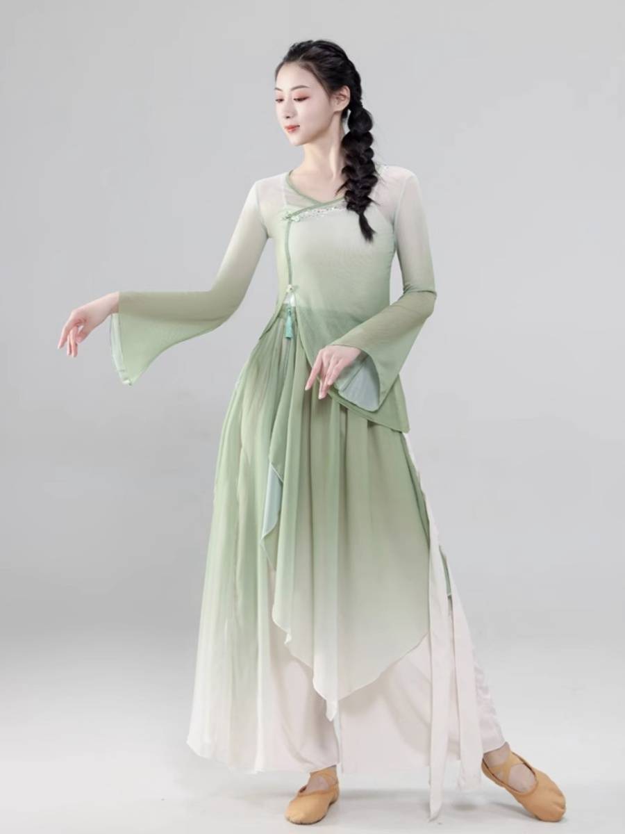 Classical dance clothing female elegant body rhyme yae -base training skills clothing Chinese dance performance service Qingtong Qifeng