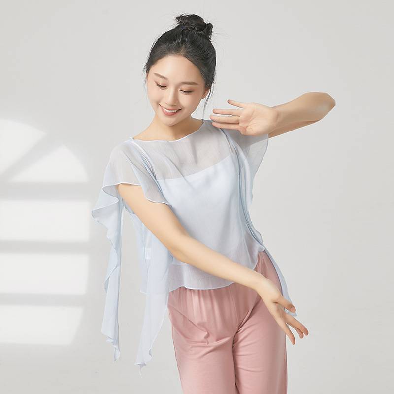 Classical dance net gauze blouse body rhyme, elegant fairy gauze, practice service Chinese dance adult dance clothing chiffon top