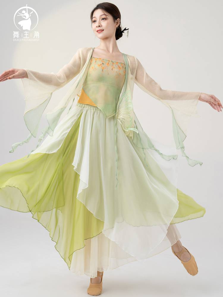 Dance protagonist Classical dance clothing female elegant performance clothing body rhyme, butterfly gauze exercise, Chinese style clothes fairy