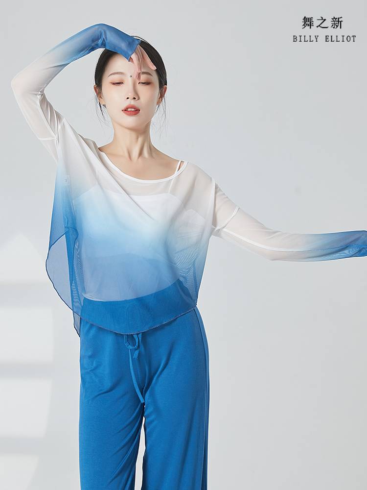 Classical dance gauze performance service women's elegant blouse loose body rhyme Chinese dance service professional dance practice uniform top