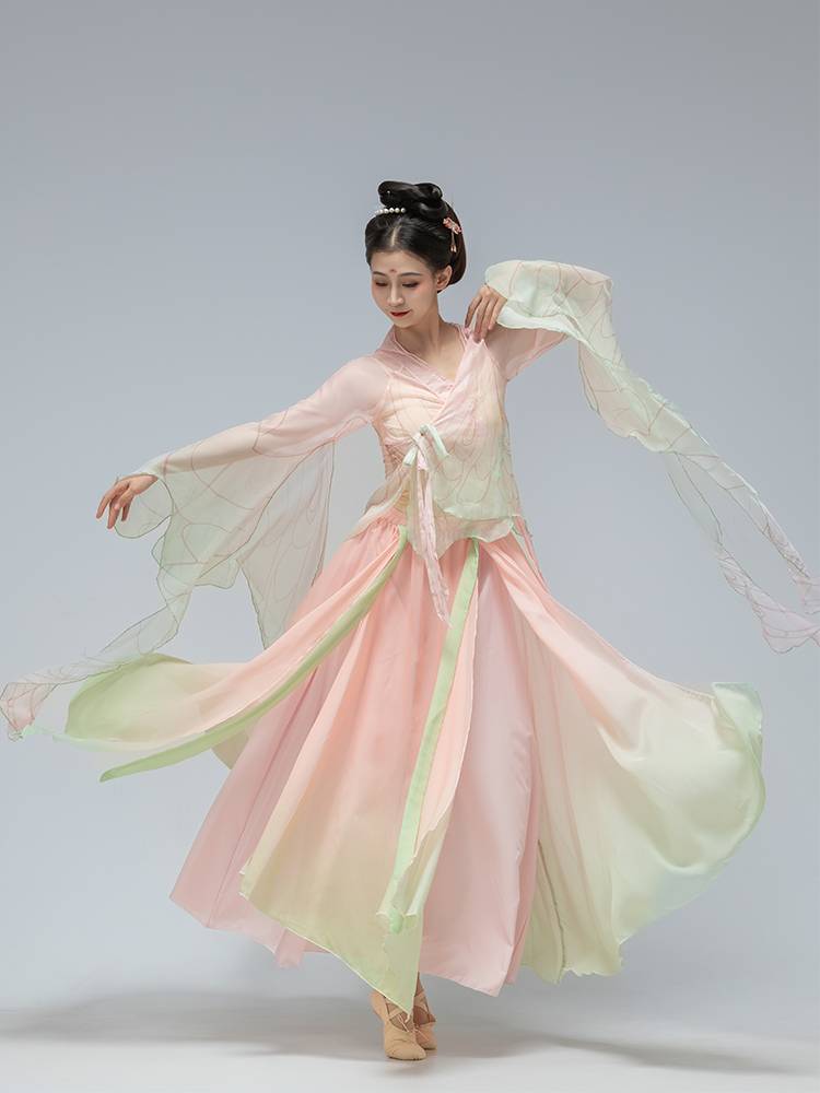 Classical dance clothing practice clothes gradually become rhyme gauze Chinese dance performance dance dance dance girl elegant Qingtong Qifeng