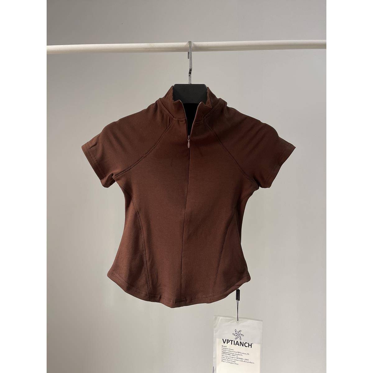 Modern dance clothing female summer short -sleeved zipper zipper