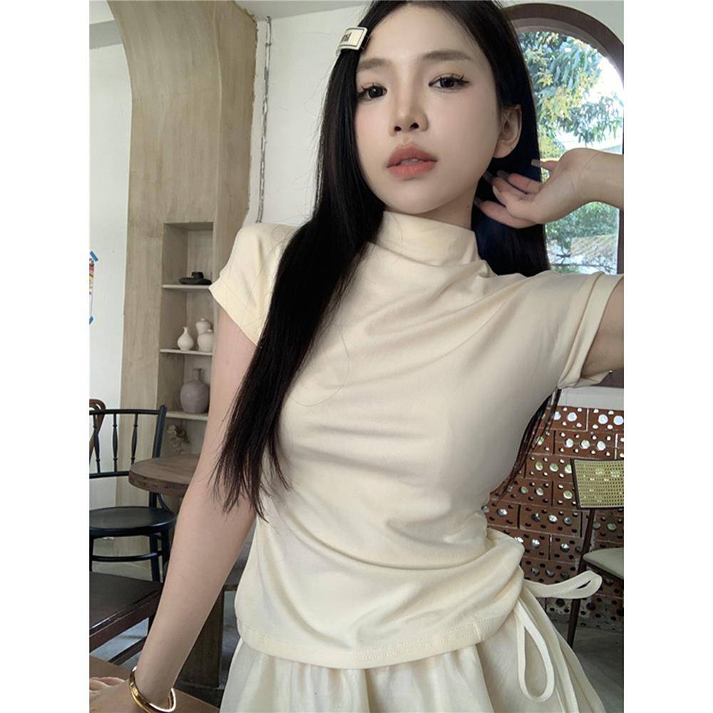 Modern dance service female half -tall short -necked short -sleeved top Classical dance exercise suit slimming lean vest body training suit