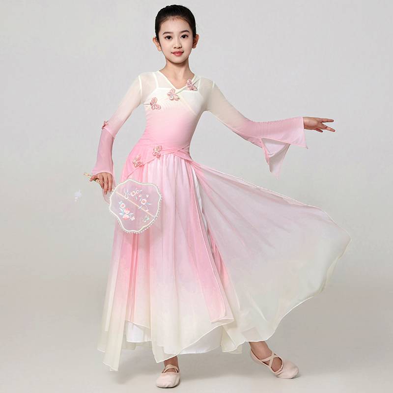 Children's classical dance body rhyme gauze dance dance exercise performance service performance service girl elegant Chinese style dance clothing set summer
