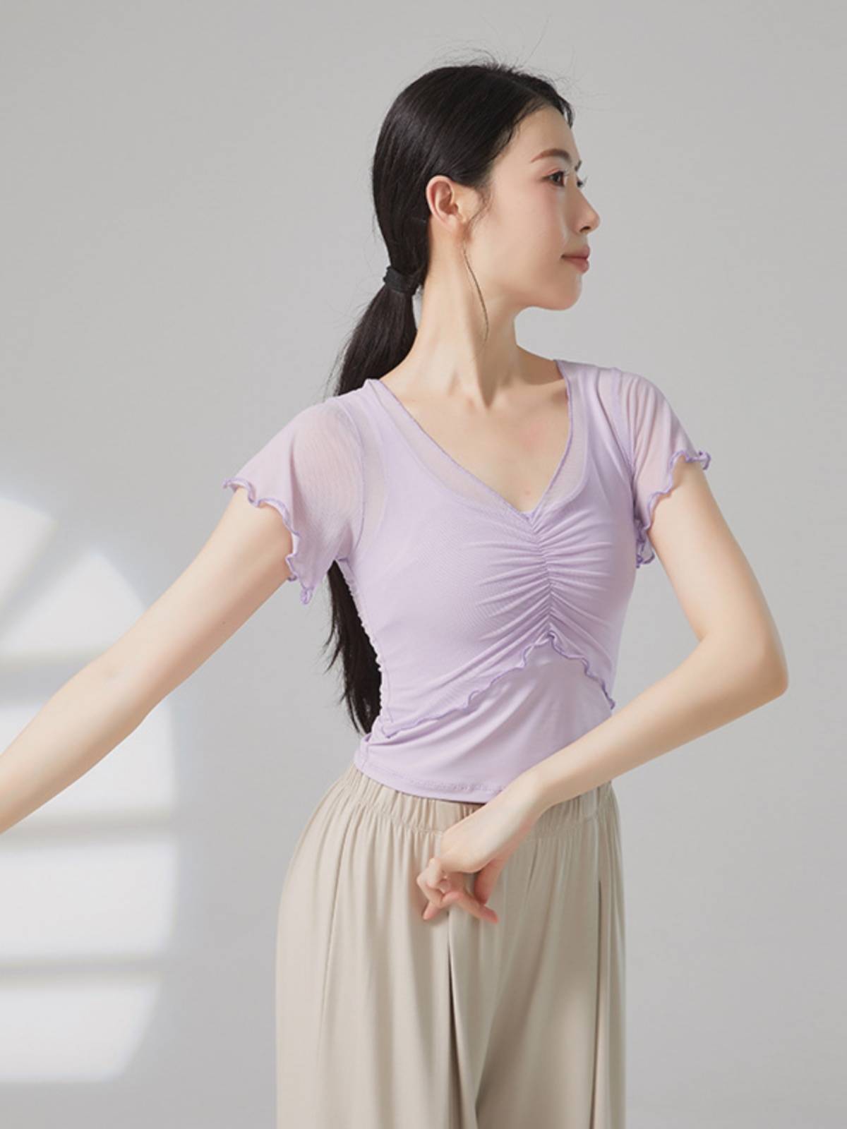 2024 Summer Adult Classical short -sleeved dance training new Xiaofei sleeve top female dancing Chinese elevation in China