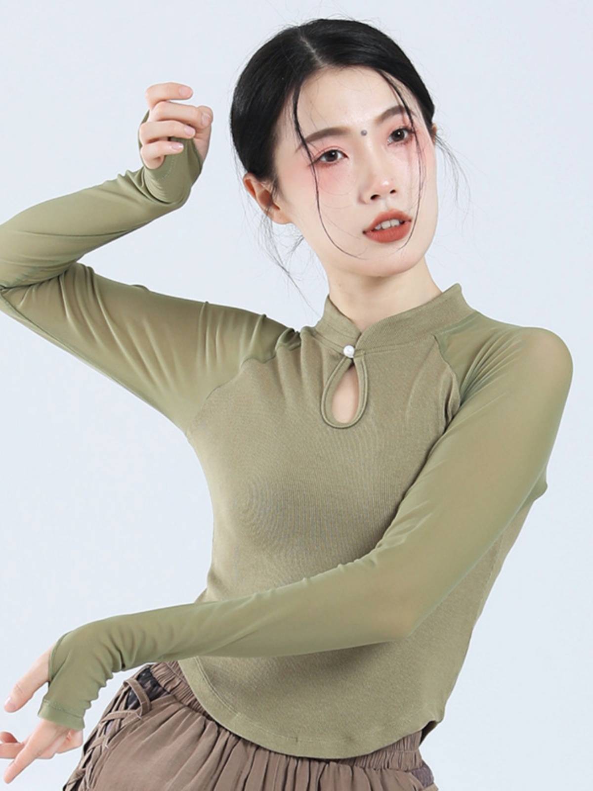 Classical dance clothing temperament slim gauze sleeve top top female Chinese style modern dance national dance clothing practice clothing