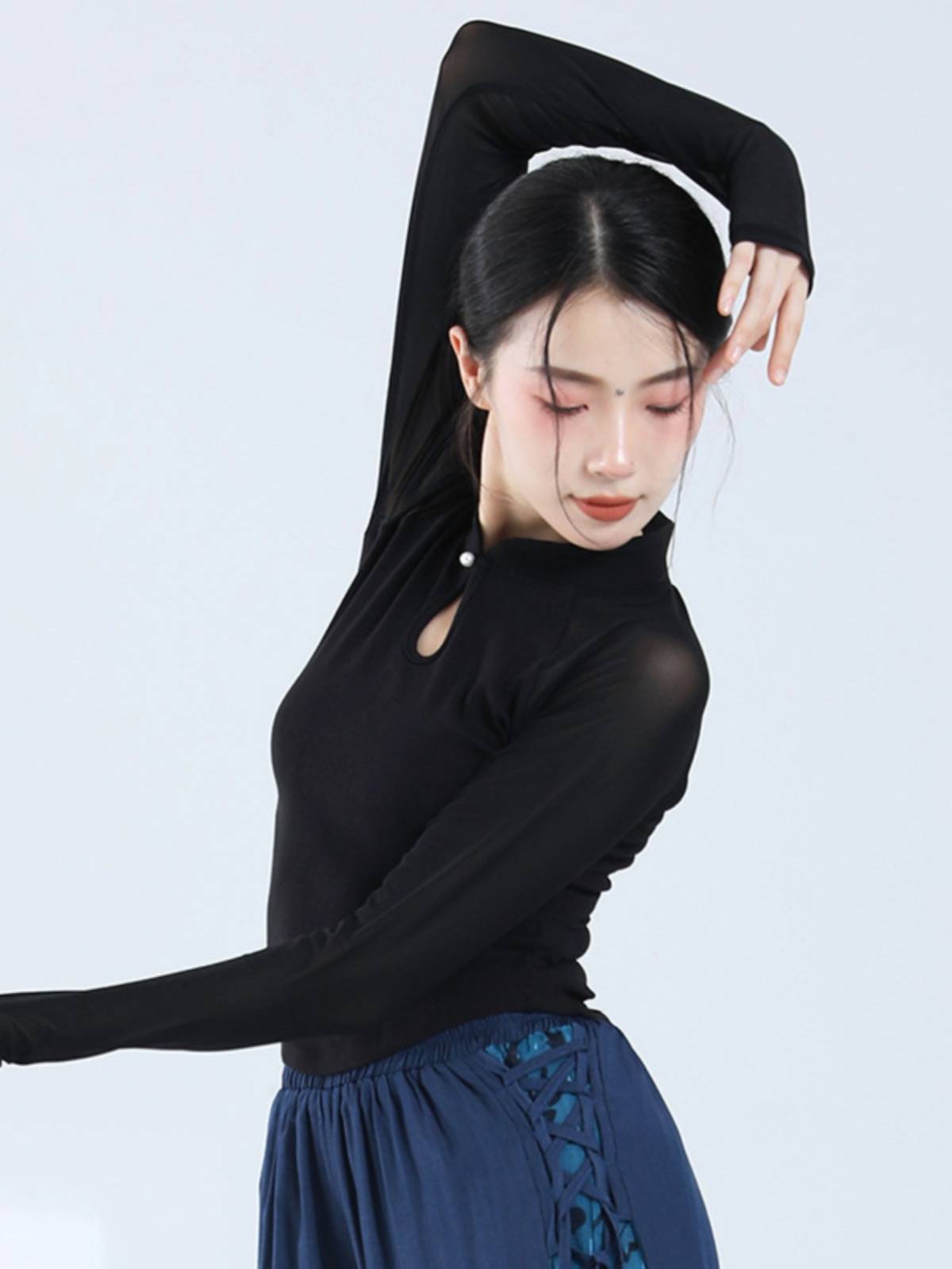 Classical dance clothing temperament slim gauze sleeve top top female Chinese style modern dance national dance clothing practice clothing