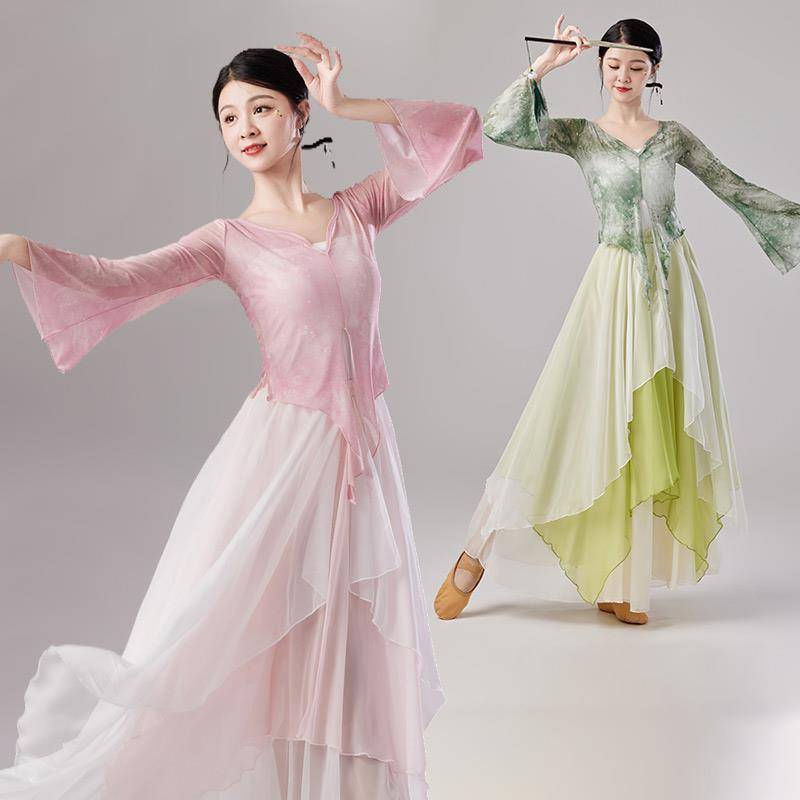 Classical dance clothing female gauze Chinese style body rhyme training dress dance dance Chinese dance art test show clothes top