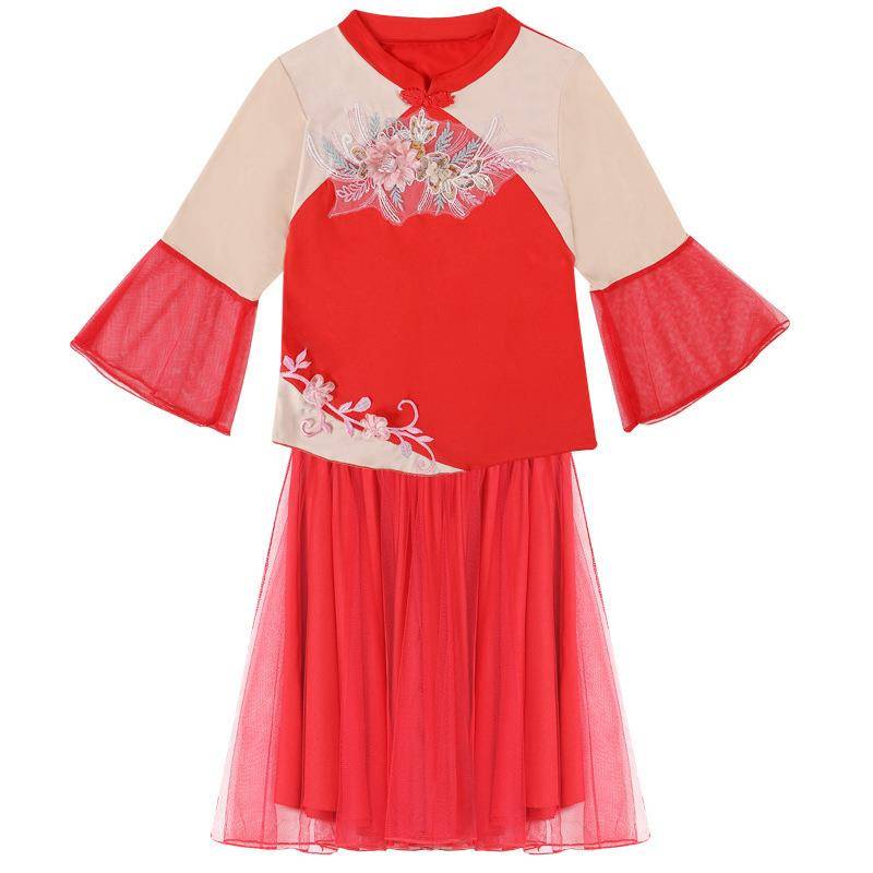 2020 Classical Dance New Ethnic Style Plaza Dance Clothing Set Embroidery Performance Stage Clothing 8036