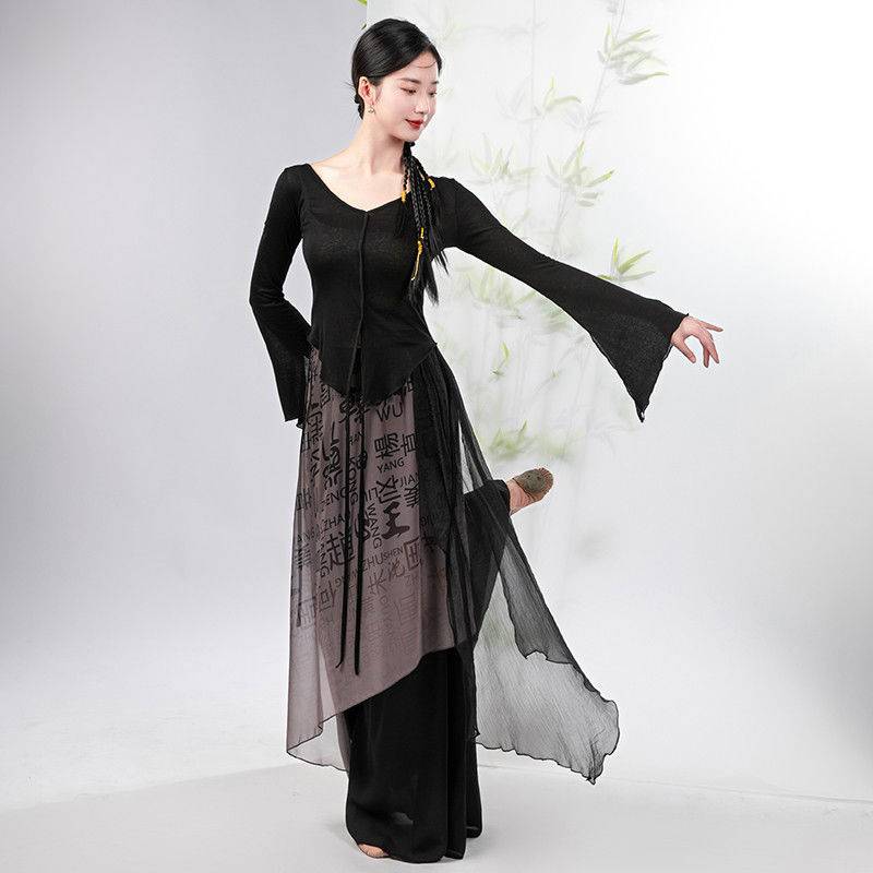 Classical dance long -sleeved clothing New Chinese -style dance clothing Baijia surname Chinese character country style body charm and practice clothing performance clothing