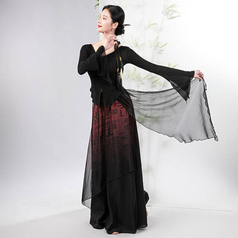 Classical dance long -sleeved clothing New Chinese -style dance clothing Baijia surname Chinese character country style body charm and practice clothing performance clothing