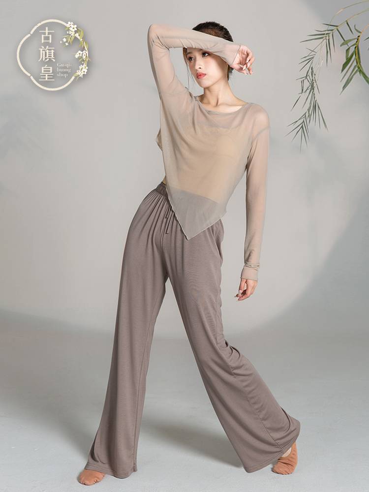 Ancient Banner Classical Dance Clothing Modern Dance Body Rhymes Slim Slim Chinese Dance National Practice Service Long Sleeve Top