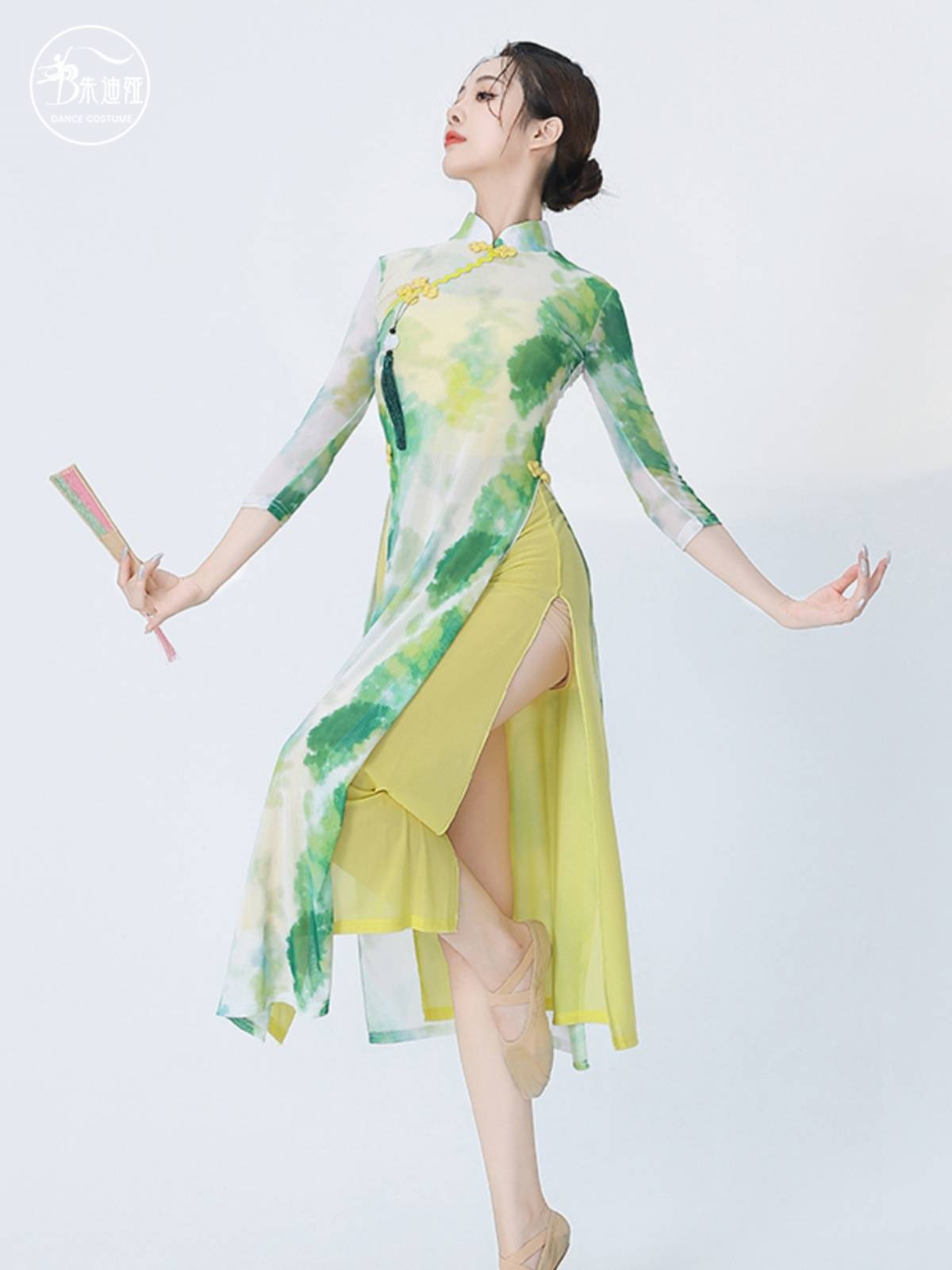 Chun Song classical dance body rhyme, cheongsam cheongsam gauze, elegant dance service Chinese dance exercise, national dance performance clothing