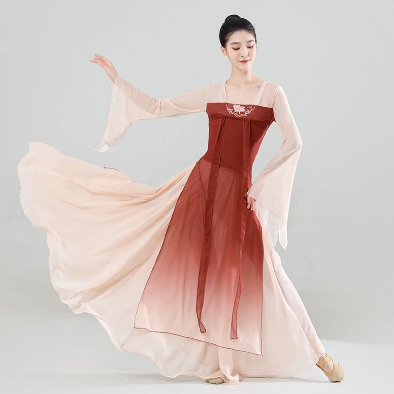 Classical dance clothing female elegant ancient style rhyme rhyme, Han Tangqi chest ribbon long skirt, Chinese dance performance clothing