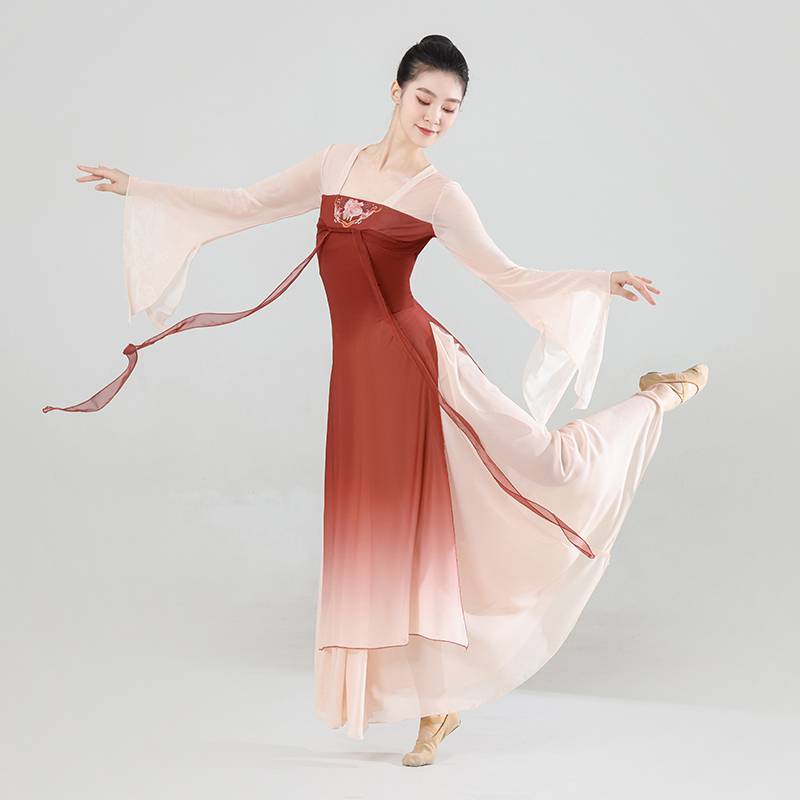 Classical dance clothing female elegant ancient style rhyme rhyme, Han Tangqi chest ribbon long skirt, Chinese dance performance clothing