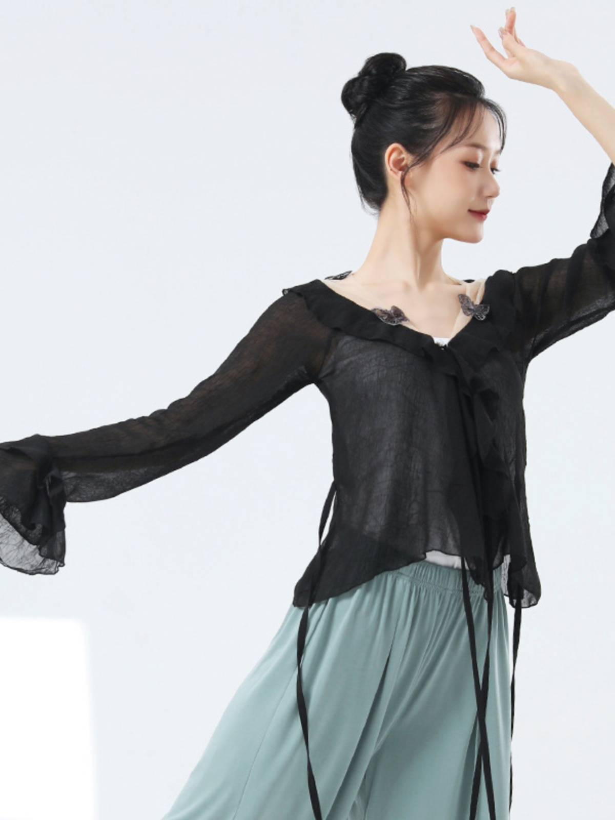 Modern Dance Practice Female New Garfoli Fan Sleeve Sleeve Top Adult Classical Dance Daily Performance Fita Training Services