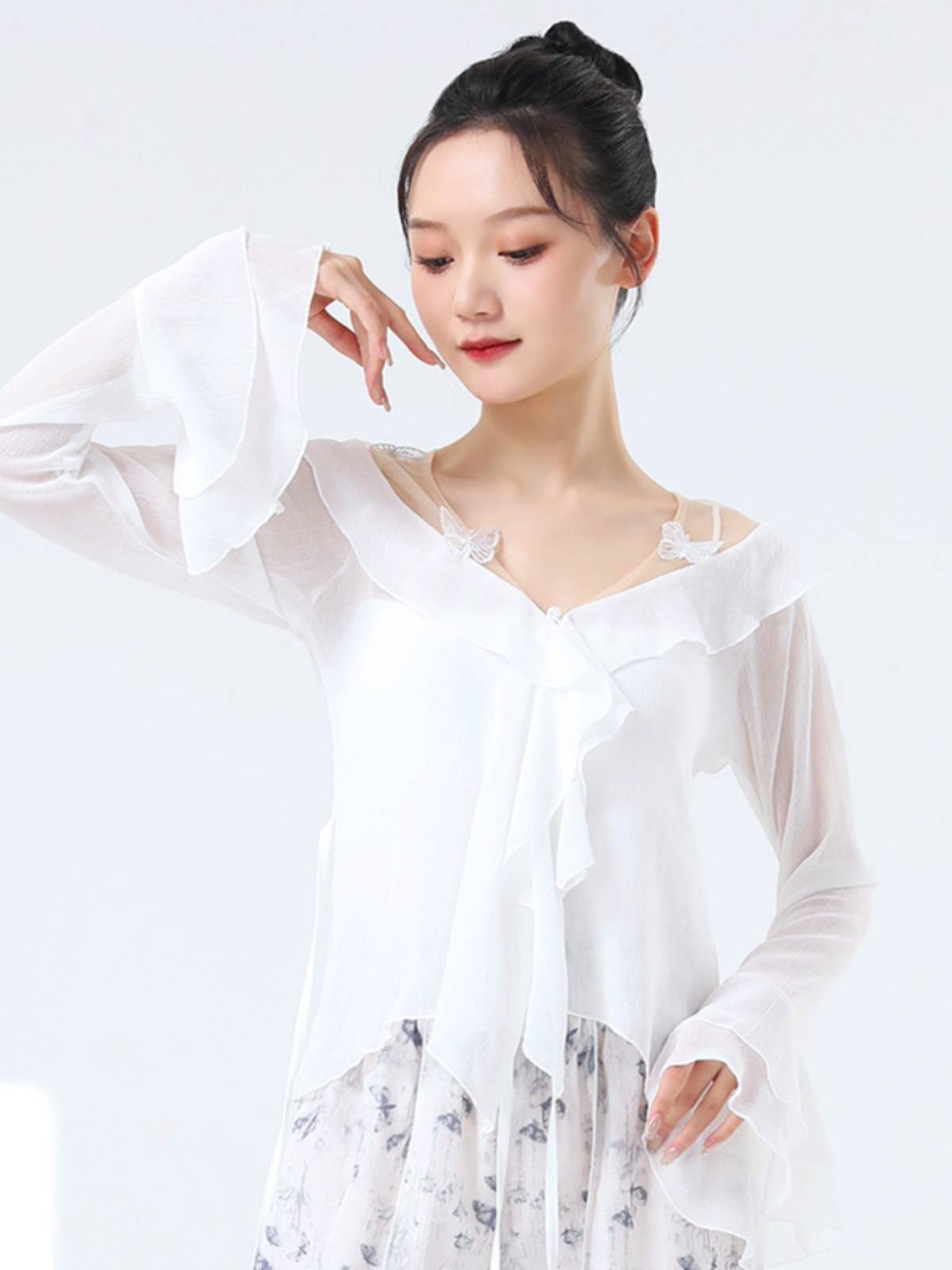 Modern Dance Practice Female New Garfoli Fan Sleeve Sleeve Top Adult Classical Dance Daily Performance Fita Training Services