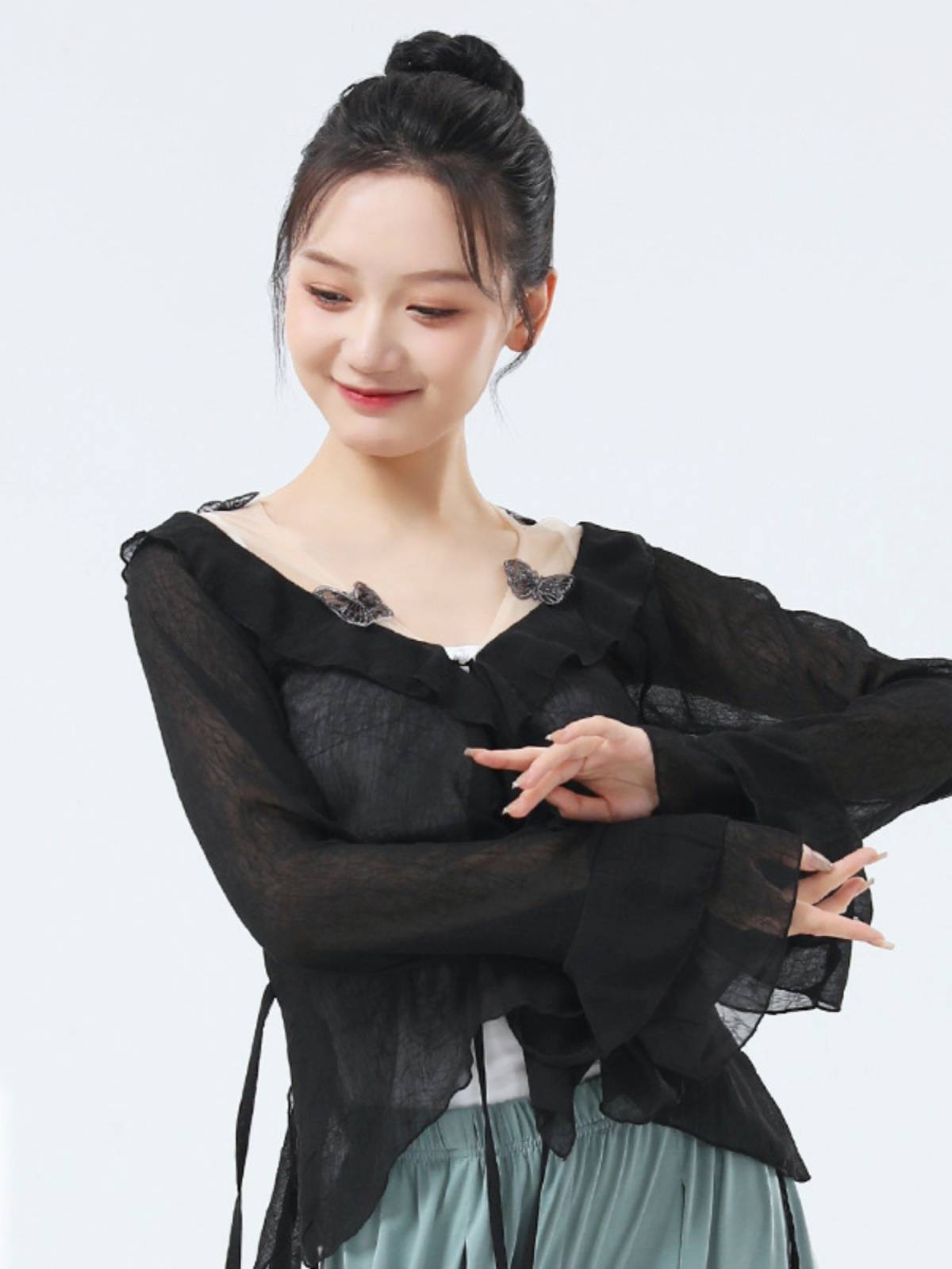 Modern Dance Practice Female New Garfoli Fan Sleeve Sleeve Top Adult Classical Dance Daily Performance Fita Training Services