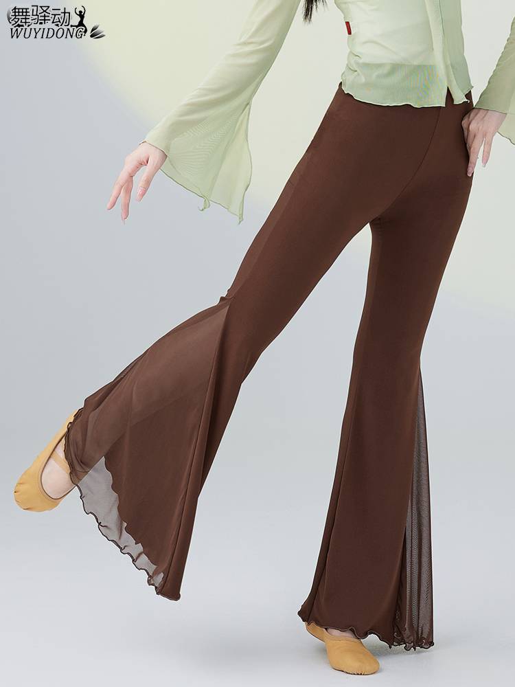 Classical dance wide -leg pants, elegant net yarn, dance pants, exercise, female Chinese dance body loose flared pants