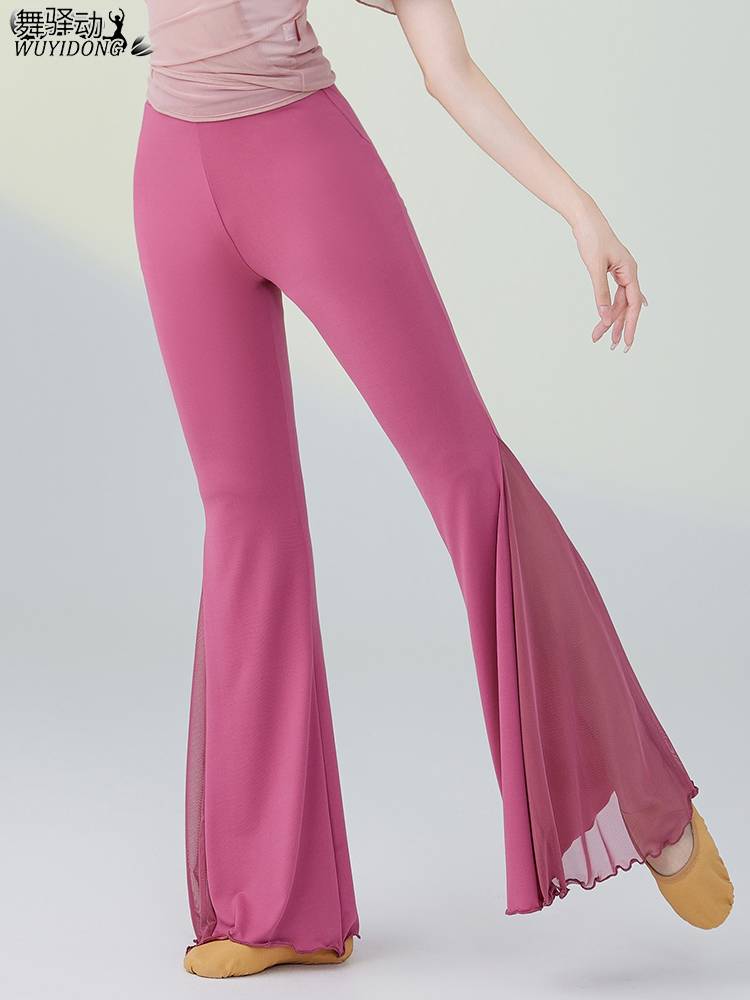 Classical dance wide -leg pants, elegant net yarn, dance pants, exercise, female Chinese dance body loose flared pants