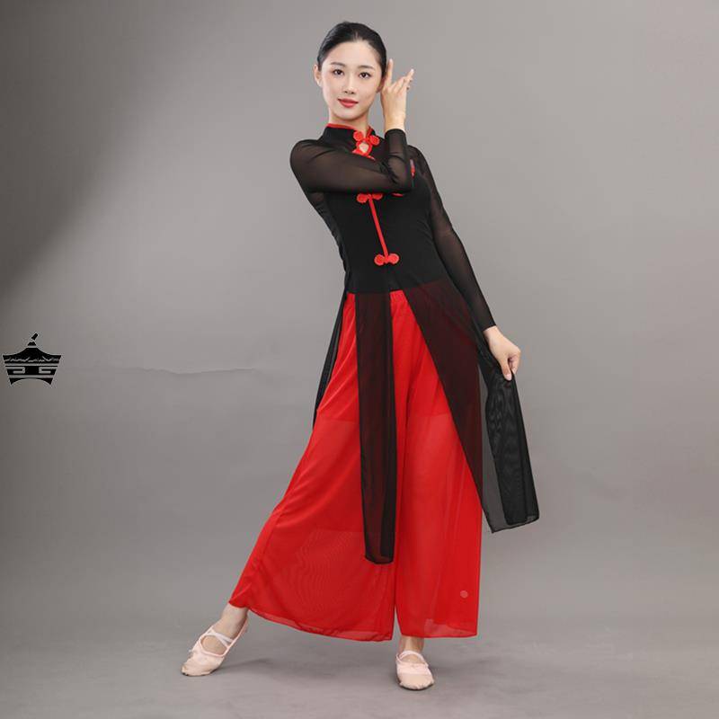 Chinese style classical dance cheongsam elegant female elastic gauze national style repair yangko performance service dance performance service