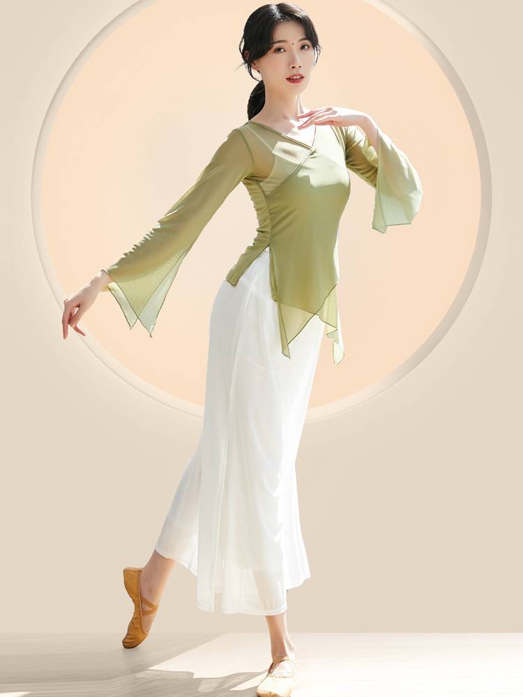 Classical dance pants children Xia Yueyun Yaogong Chinese dance dance clothing net yarn split wide -leg white practice pants