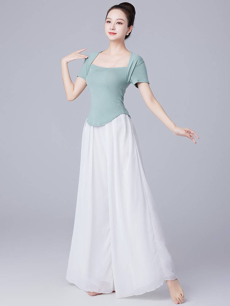 Modern dance pants practice costume clothing classical dance clothing women's elegant leg pants practice pants double -layer loose dance trousers female