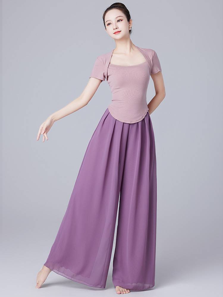 Modern dance pants practice costume clothing classical dance clothing women's elegant leg pants practice pants double -layer loose dance trousers female