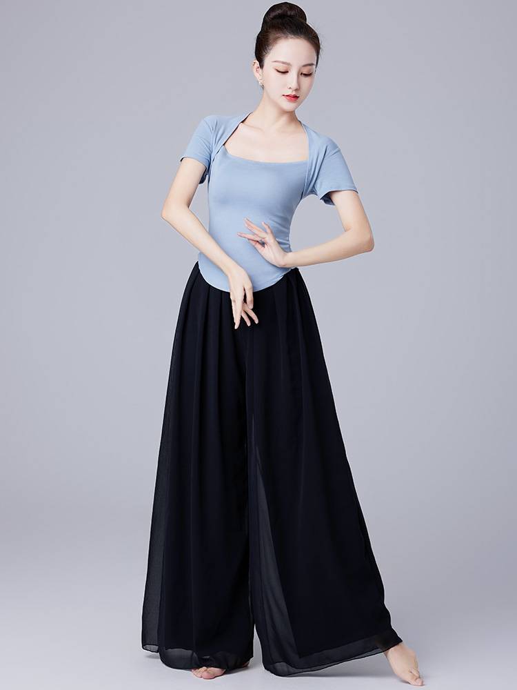 Modern dance pants practice costume clothing classical dance clothing women's elegant leg pants practice pants double -layer loose dance trousers female