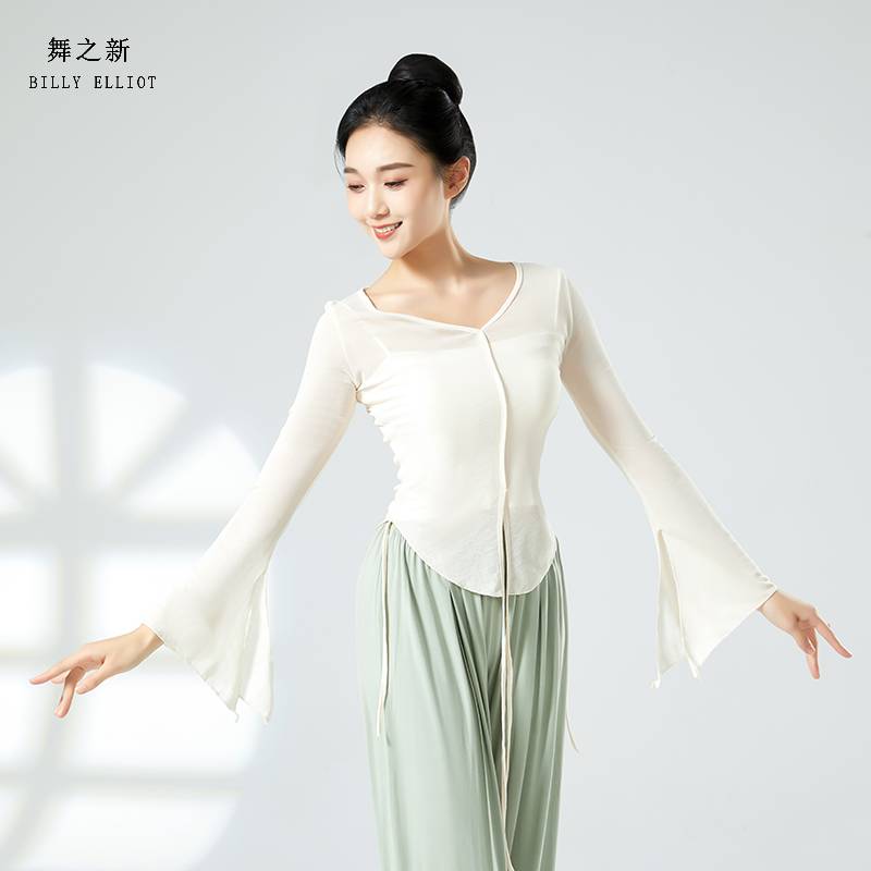 Classical dance gauze Chinese dance clothing body rhyme dressing dance top female new summer dance practice uniform