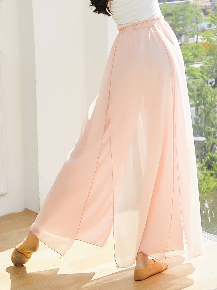 Classical dance pants female loose chiffon skirt pants Chinese style practice uniforms, split elegant fairy, wide -leg pants, son -in -law pants