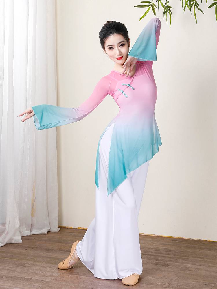 Classical dance clothing female elegant umbrella dance performance service gradient cardigan gauze dressing exercise ancient style Chinese dance