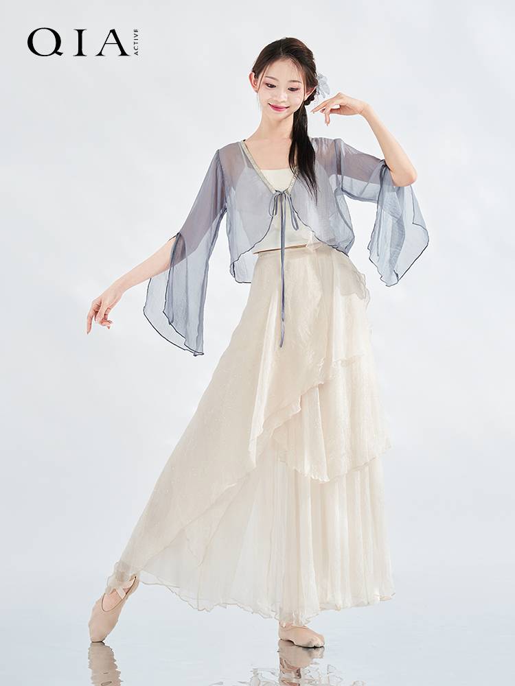 Qia Classical Dance Dance Drives Dance Chinese Dance Ancient Gauze Classic Gauze Torch Sleeve Sleeping Top Followed Practice Uniform