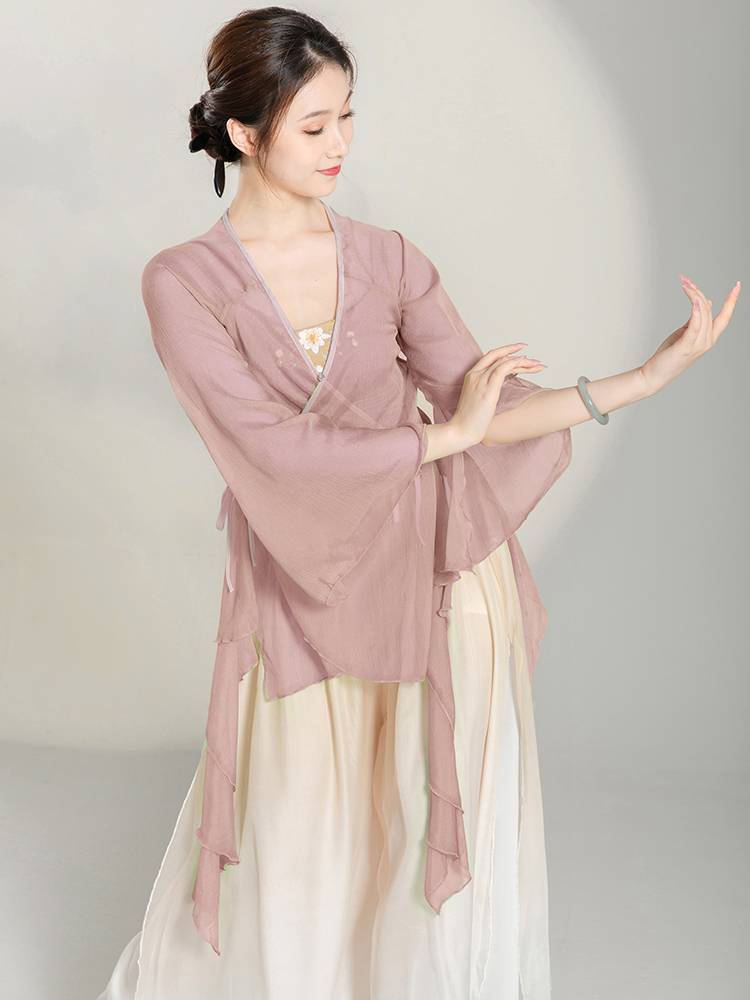 Dance in the dance classical dance clothing gauze Chinese dance exercise, female body rhyme, fairy elegant chiffon top performance service