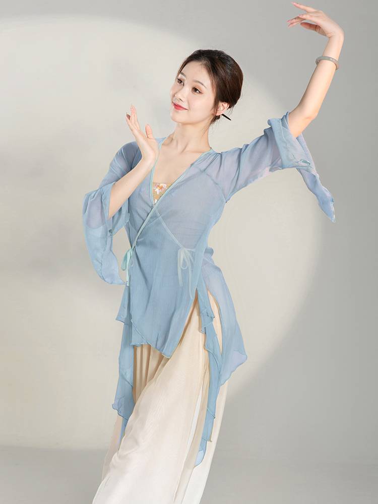 Dance in the dance classical dance clothing gauze Chinese dance exercise, female body rhyme, fairy elegant chiffon top performance service