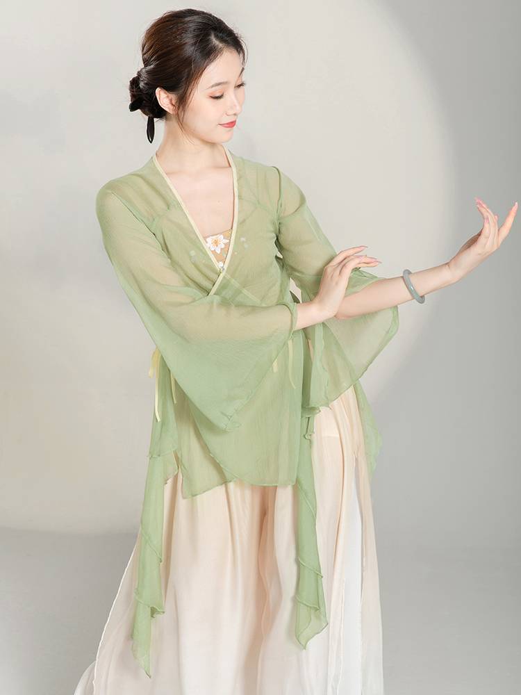 Dance in the dance classical dance clothing gauze Chinese dance exercise, female body rhyme, fairy elegant chiffon top performance service