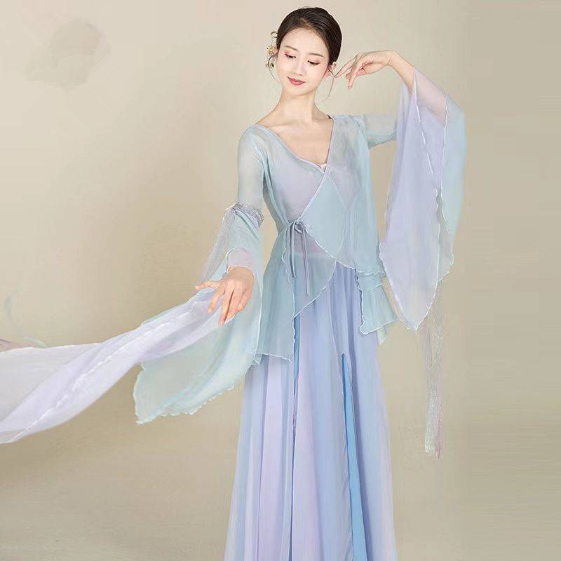 New classical dance dance clothing female elegant super immortal pink gauze, practice clothes, rhyme Chinese style performance clothing suite