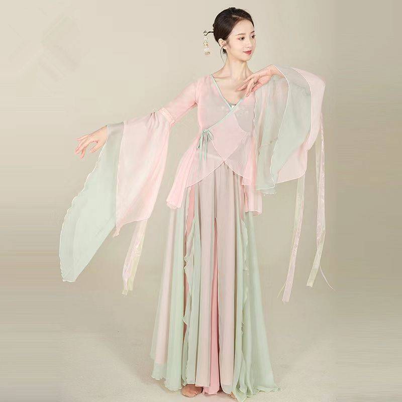 New classical dance dance clothing female elegant super immortal pink gauze, practice clothes, rhyme Chinese style performance clothing suite