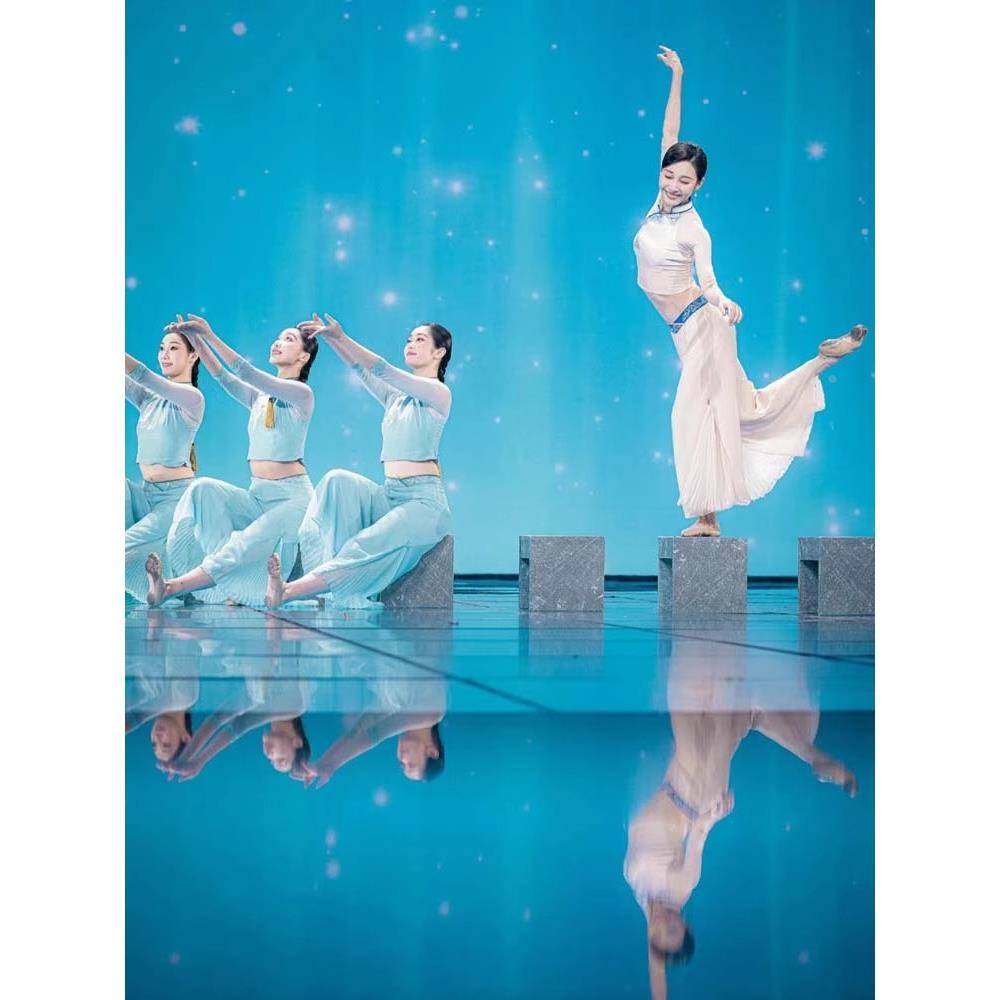 The new Spring Festival Gala dance clothing shows water Qingyouyou women's stomach step bridge children's classical dance