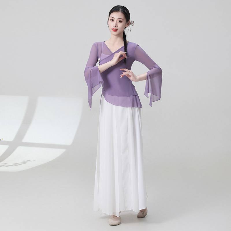 Classical dance service body rhyme gauze fairy -elevant performance service Hanfu chiffon top Chinese dance exercises performance service
