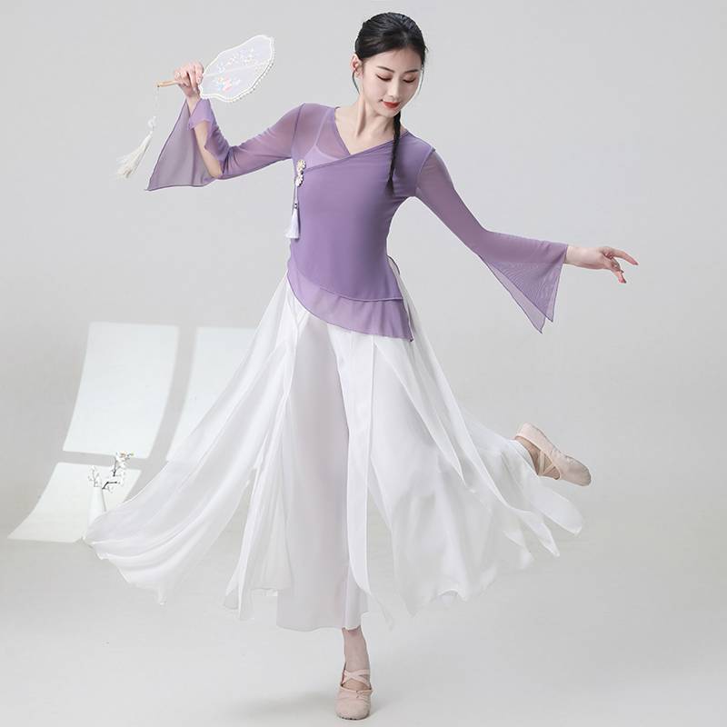Classical dance service body rhyme gauze fairy -elevant performance service Hanfu chiffon top Chinese dance exercises performance service