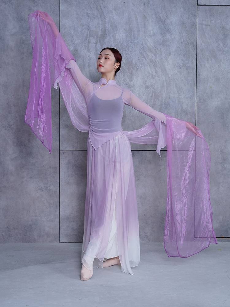 Hanfu dance, Dunhuang silk scarf performance, elegant brocade silk, transition gradient female elegant and thin dance room female