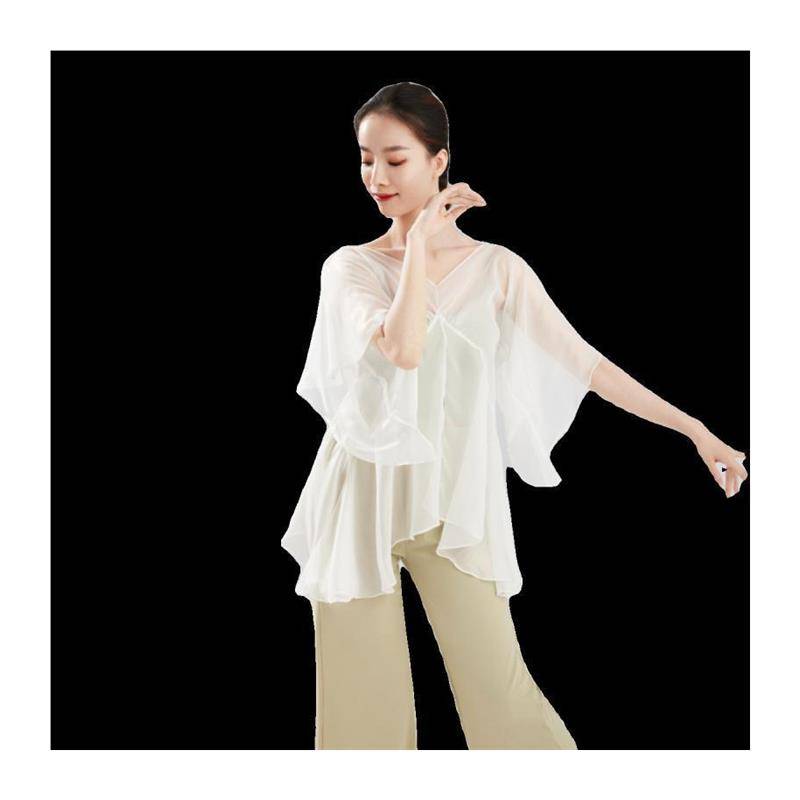 Classical dance fairy gauze jacket light elegant flying flying sleeve suit Performing the dangling sense of modern dance body rhyme training top